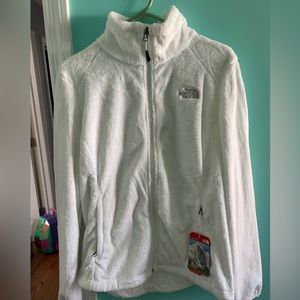 North face white fleece jacket large